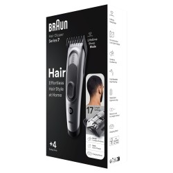 Outlet Trymer do włosów Braun HC7390 akumulatorowy 17 ustawień srebrny OPIS