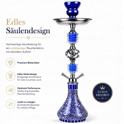 Outlet Fajka wodna Shisha RMAN 55cm z 2 wężami szklany cybuch niebieska