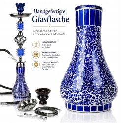 Outlet Fajka wodna Shisha RMAN 55cm z 2 wężami szklany cybuch niebieska