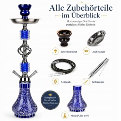 Outlet Fajka wodna Shisha RMAN 55cm z 2 wężami szklany cybuch niebieska