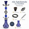 Outlet Fajka wodna Shisha RMAN 55cm z 2 wężami szklany cybuch niebieska