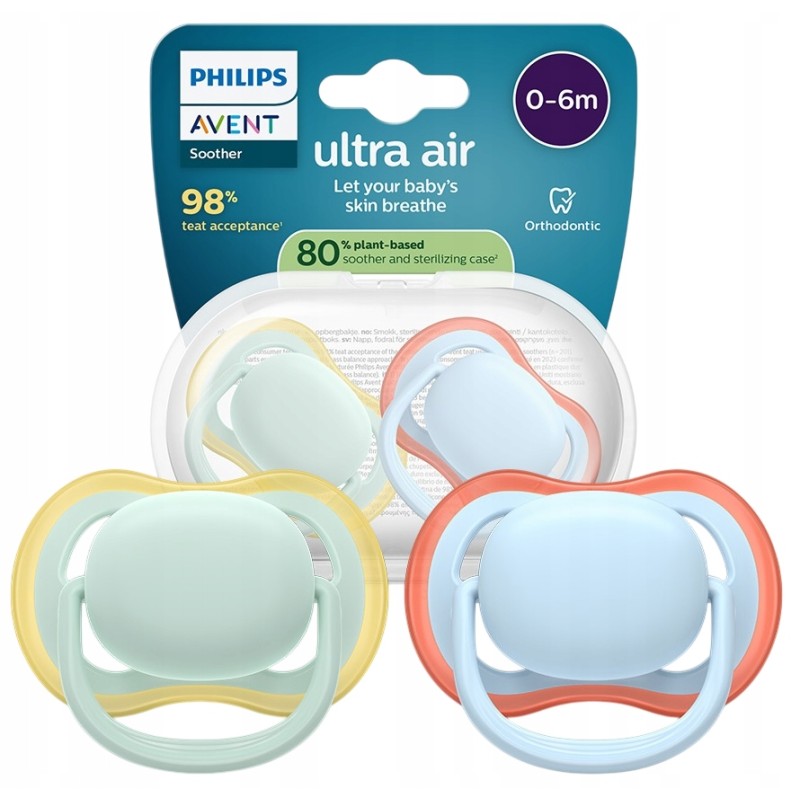 AVENT Philips AVENT Pacifier Smoczek Ultra Air 0-6M Oddychający + ETUI 2SZT