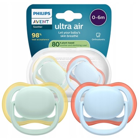AVENT Philips AVENT Pacifier Smoczek Ultra Air 0-6M Oddychający + ETUI 2SZT