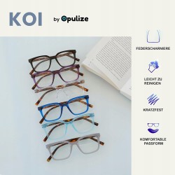 Opulize KOI Okulary do czytania +1.00 Szare, lekkie, unisex