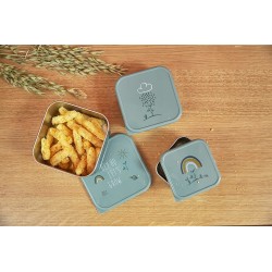 LASSIG Snackbox pudełka śniadaniówki stalowe NA PRZEKĄSKI 3 szt.