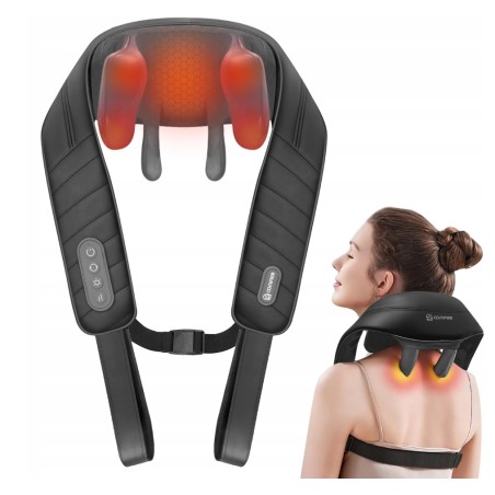 Outlet Masażer COMFIER Bezprzewodowy czarny Shiatsu ciepło ugniatanie karku
