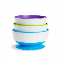 Outlet Munchkin Stay Put miska z przyssawką 6 m+ 3 szt. wielokolorowe