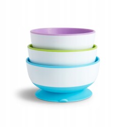 Outlet Munchkin Stay Put miska z przyssawką 6 m+ 3 szt. wielokolorowe