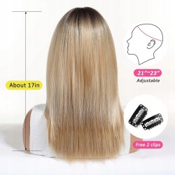 Outlet Peruka damska OUFEI syntetyczna długa z grzywka 43cm ciemny blond