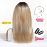 Outlet Peruka damska OUFEI syntetyczna długa z grzywka 43cm ciemny blond