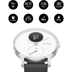 Outlet Nokia Steel HR HWA03B 36 mm smartwatch hybrydowy biały pulsometr BT