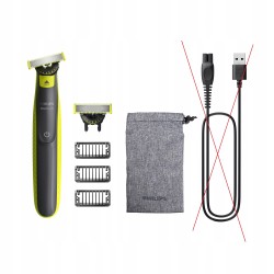 USZKODZONY Golarka Philips OneBlade z ostrzem 360 etui 3 nasadki 2x ostrza