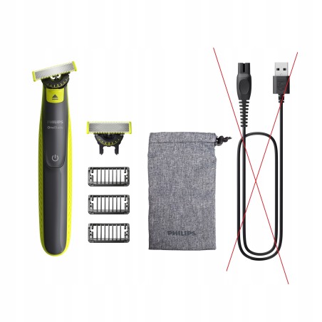 USZKODZONY Golarka Philips OneBlade z ostrzem 360 etui 3 nasadki 2x ostrza