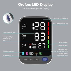 Ciśnieniomierz naramienny WAJ 22-42 cm, 6,4" LED, 2x120 pamięci