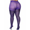 Rajstopy damskie plus size w czarno-fioletowe paski rozmiar 3X/4X