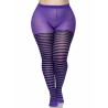 Rajstopy damskie plus size w czarno-fioletowe paski rozmiar 3X/4X