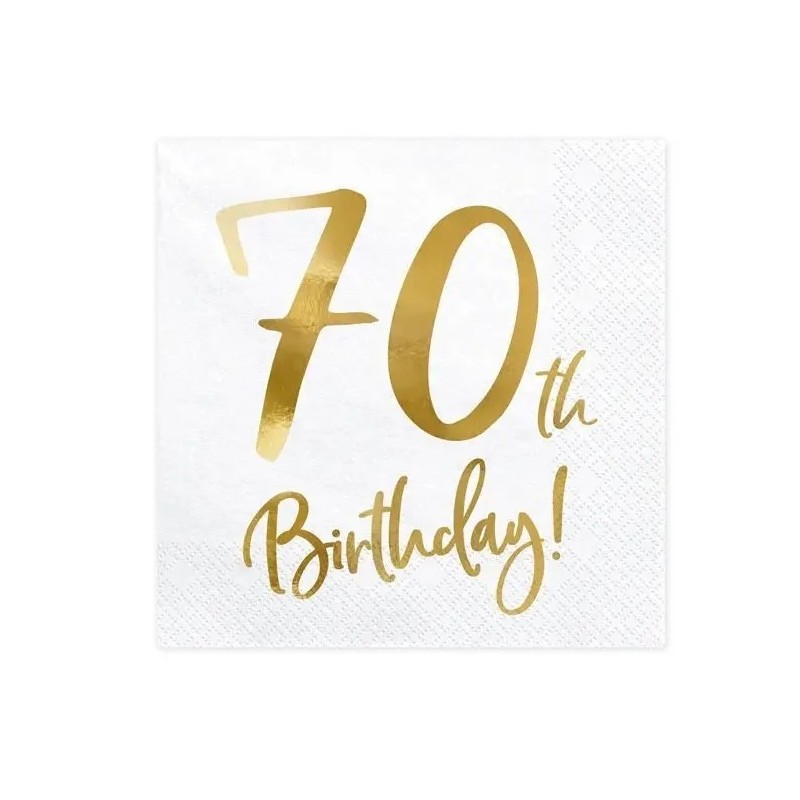 Serwetki papierowe Party Deco białe złote 20 szt. urodziny 33x33cm lekkie
