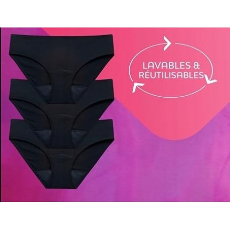 NANA Hipster majtki menstruacyjne czarne r. M 3 szt chłonne wielorazowe
