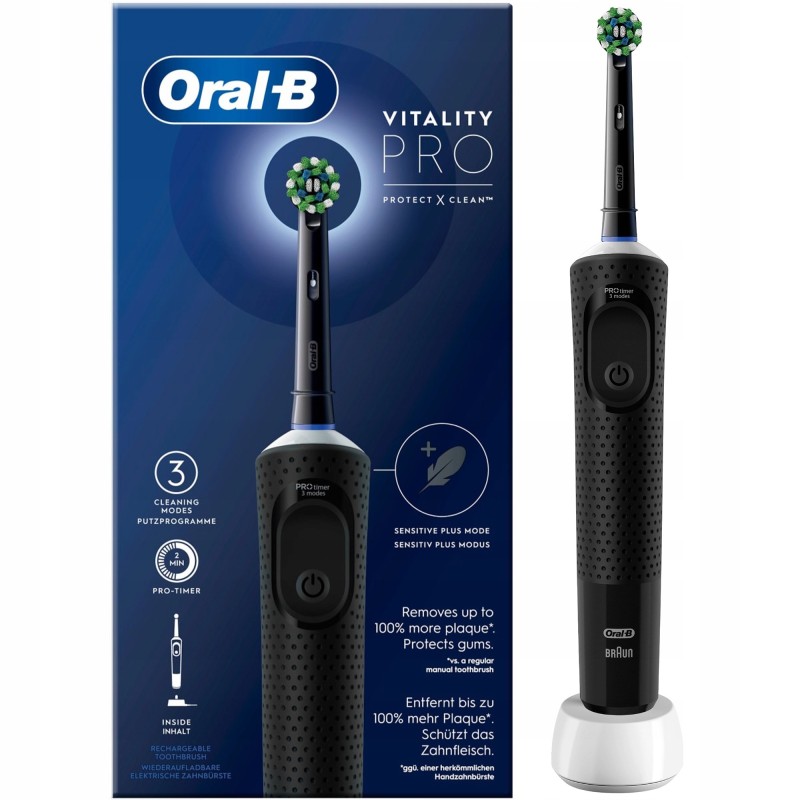 Outlet Szczoteczka elektryczna Oral-B Vitality Pro czarna obrotowa OPIS