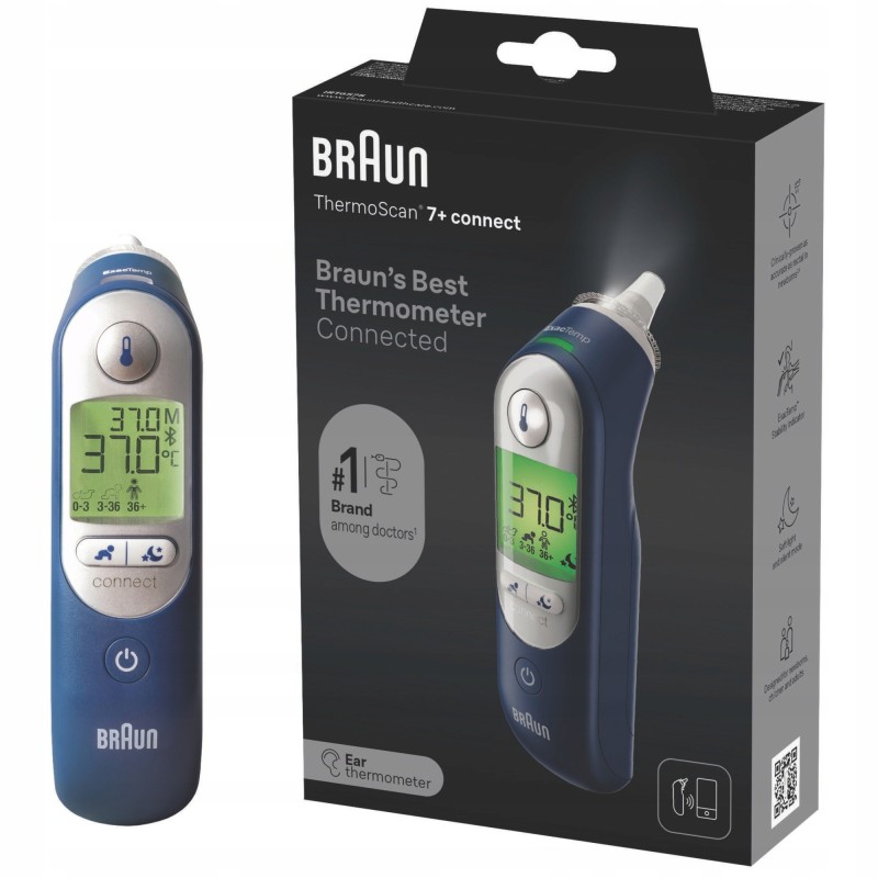 Outlet Braun ThermoScan 7+ Connect IRT6575 termometr douszny BT ExacTemp
