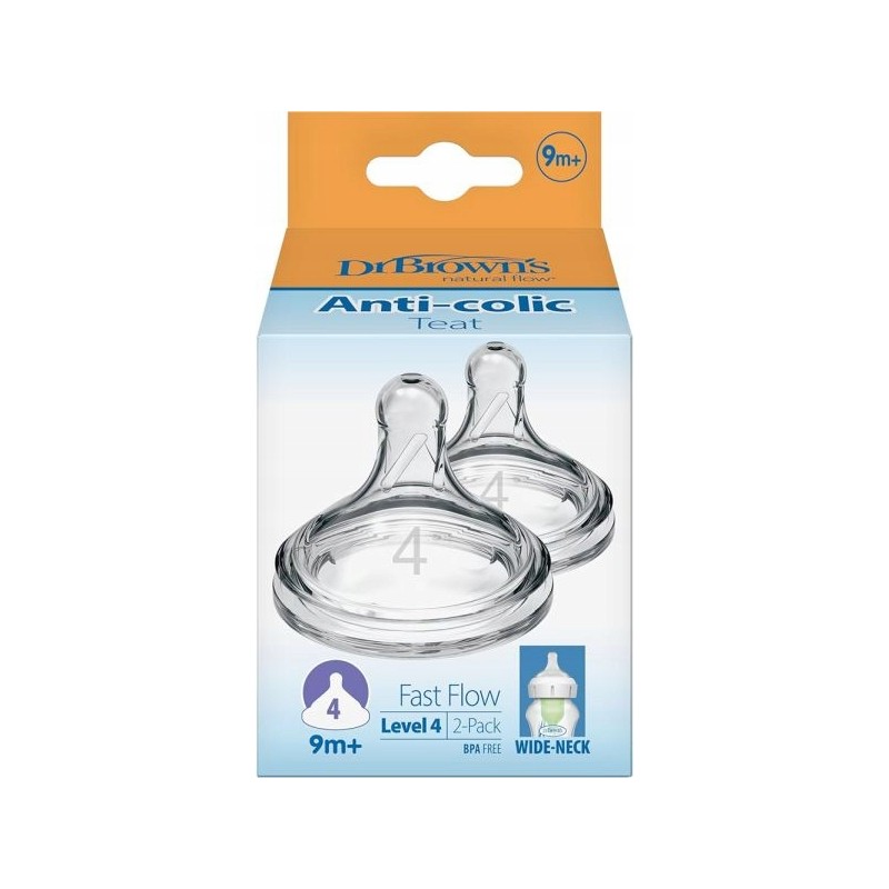 Outlet Dr Brown`s 2 PACK Smoczek Antykolkowy LEVEL 4 Szeroki 9m+ 7563