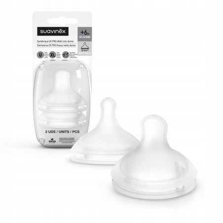 Suavinex SX Pro smoczki do butelek silikonowe XL 6m+ antykolkowe 2 szt