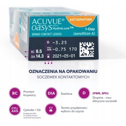 ACUVUE OASYS 1-DAY ASTIGMATISM SOCZEWKI 28 SZT 8.5 +0.25 -0.75 180