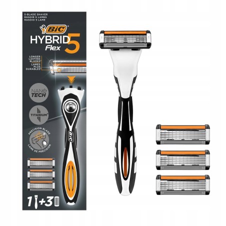 BIC Hybrid 5 Flex Męska Maszynka Do Golenia z Rączką i 3 Wkładami