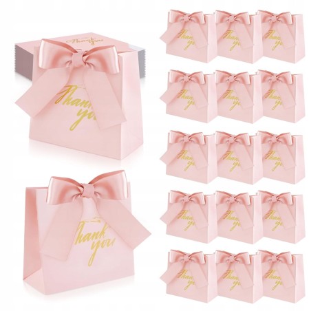 Outlet Torebki prezentowe HAIDOJIO różowe Thank You 24 szt. 11,5×4,5×10 cm