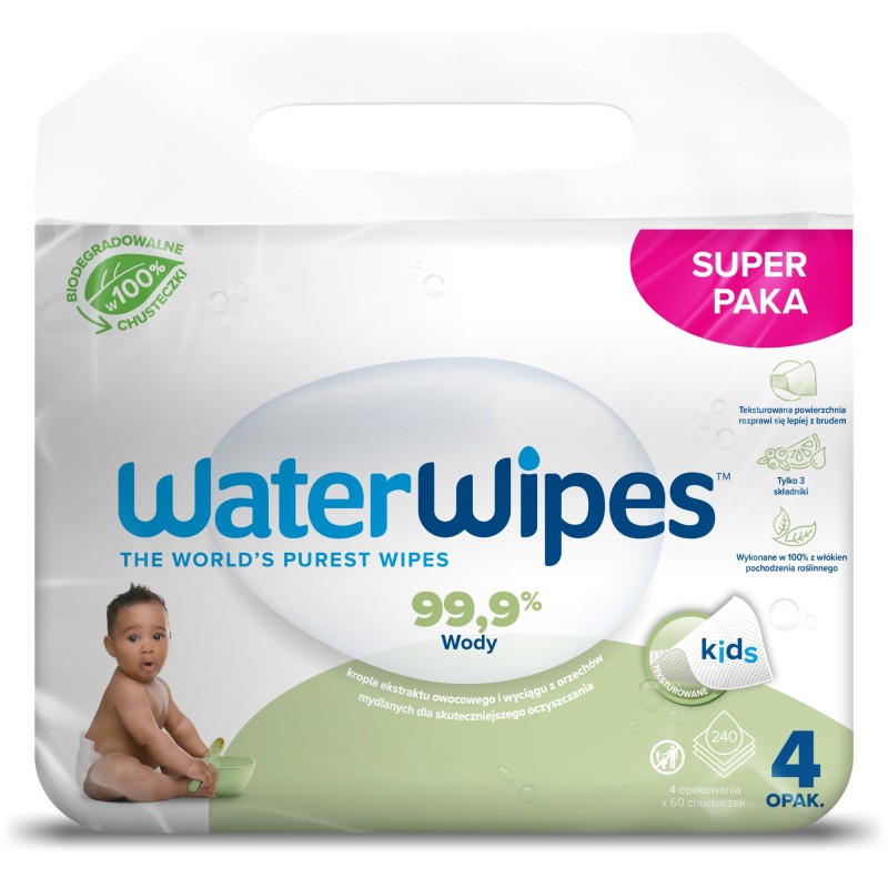 WaterWipes Bio Soapberry Chusteczki nawilżane dla dzieci ZESTAW 4 x 60 szt.