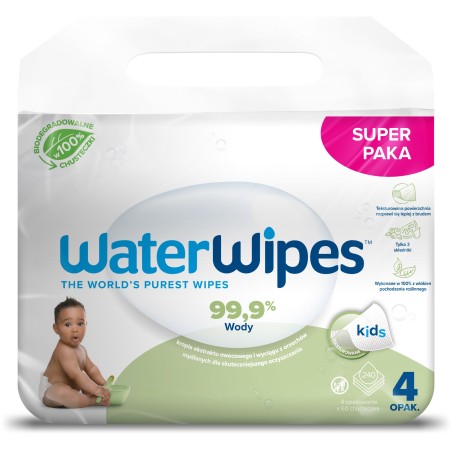 WaterWipes Bio Soapberry Chusteczki nawilżane dla dzieci ZESTAW 4 x 60 szt.