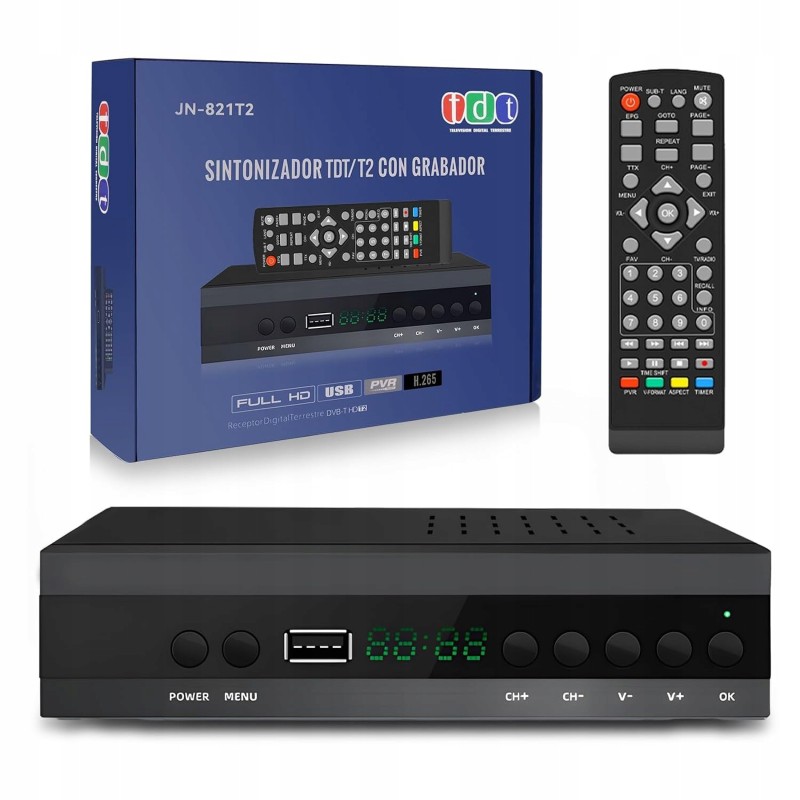 Outlet Tuner DVB-T2 HEVC H.265 HD z HDMI, SCART, USB PVR i pilotem