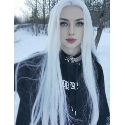 Outlet PARXITN Peruka syntetyczna cosplay długa 100 cm Hallowen biały