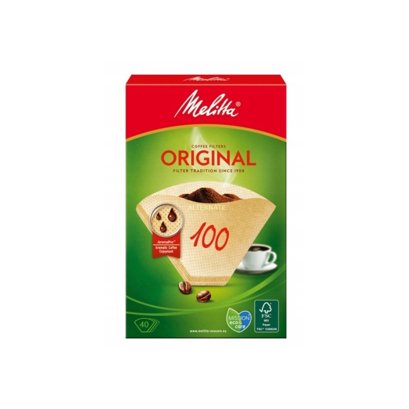 Melitta Filtry do Kawy Original 100 Brązowe 40 sztuk Papierowe Filtry 100