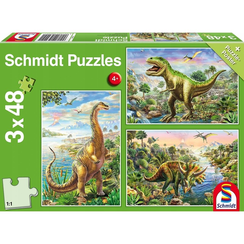 Outlet Schmidt Spiele puzzle Dinozaury 3x48 elementów dziecięce 4 lata+