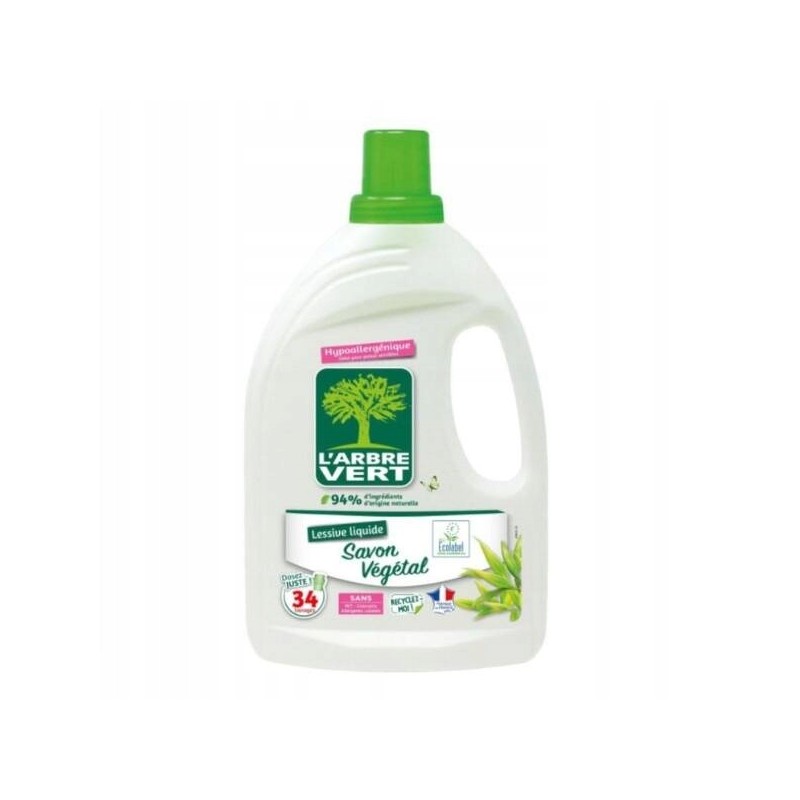 L'Arbre Vert płynny detergent z mydłem roślinnym, bez alergenów 2l 45 prań