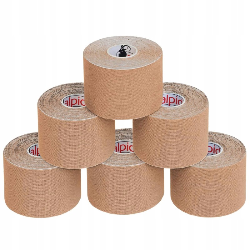 Alpidex Taśma Kinezjologiczna Beżowa 6 Rolek 5m x 5cm
