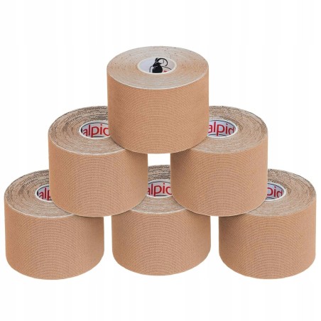 Alpidex Taśma Kinezjologiczna Beżowa 6 Rolek 5m x 5cm