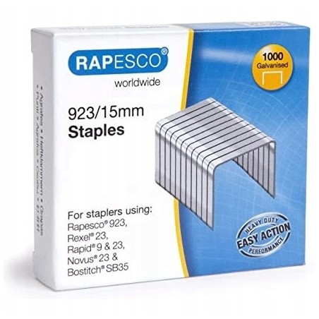 Rapesco 923/15 zszywki biurowe 15 mm stalowe 1000 szt.
