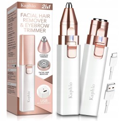 Kaphio Trymer 2w1 do twarzy i brwi z LED, depilator USB, Rose Gold