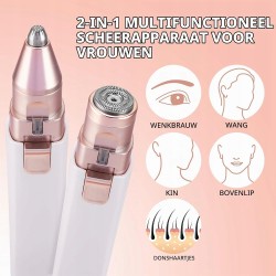Kaphio Trymer 2w1 do twarzy i brwi z LED, depilator USB, Rose Gold