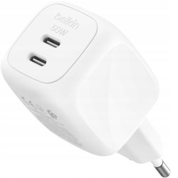 Outlet Kompaktowa Ładowarka Sieciowa Belkin Pro 50W 2x USB-C PD 3.0 Biała