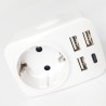 Outlet Adapter Wtyczki Podróżnej Wtyk USA-EU 3xUSB + 1xUSB-C Biały