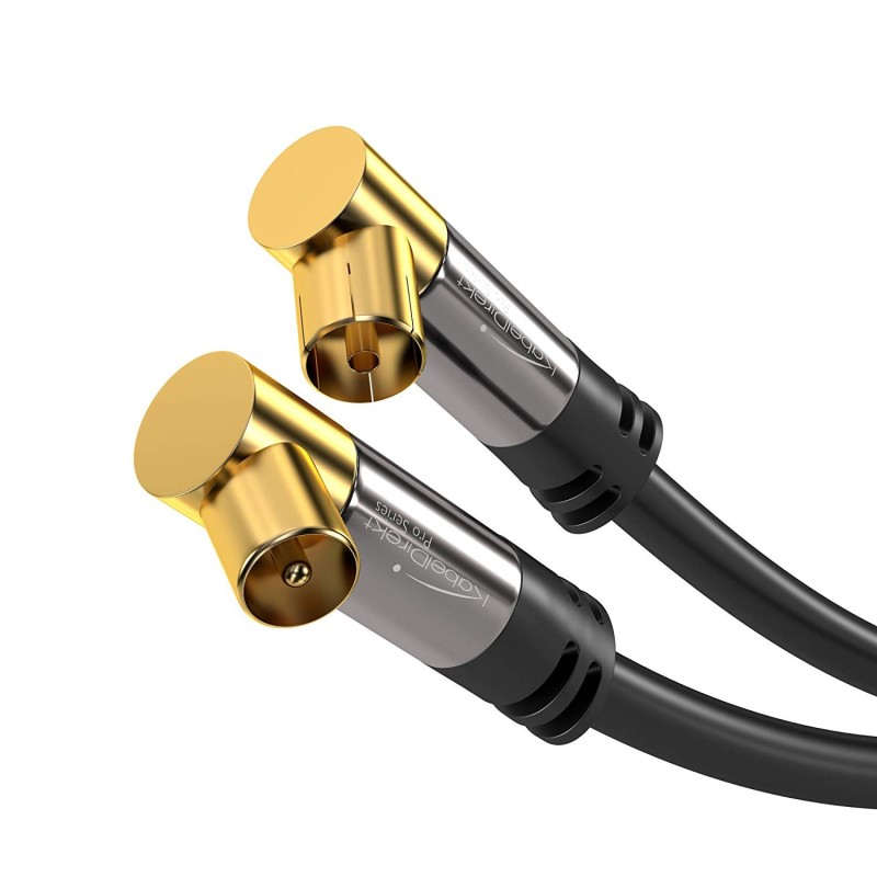 Outlet KabelDirekt 1,5 m kabel antenowy koncentryczny 90° kolanko klasa A