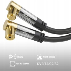 Outlet KabelDirekt 1,5 m kabel antenowy koncentryczny 90° kolanko klasa A