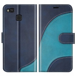 Outlet Skórzane etui Huawei P9 Lite portfel z klapką magnetyczną niebieskie