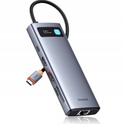Outlet Hub USB Baseus 9in1 9 portów USB-C HDMI RJ45 PD SD/TF Srebrny