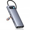 Outlet Hub USB Baseus 9in1 9 portów USB-C HDMI RJ45 PD SD/TF Srebrny