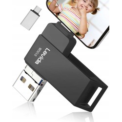 Outlet Pendrive 512GB Levida USB 3.0 4w1 do iPhone, Android, Type-C Czarny