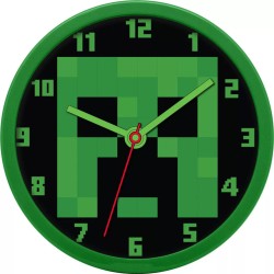 Outlet Zegar ścienny gamingowy Minecraft Creeper 25cm dla dzieci